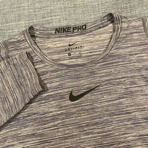 Nike Pro Dri-FIT Mens XXL Long Sleeve Training Shirt Grey Space Dye Heather
